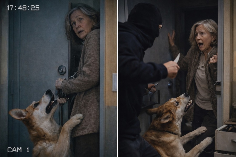 När vi kom hem efter promenaden och jag just skulle öppna dörren, kastade sig min hund plötsligt mot mig och började ihärdigt hindra mig från att gå in; men när jag till slut knuffade bort honom och med svårighet kom in i lägenheten, förstod jag med skräck varför han betedde sig så märkligt