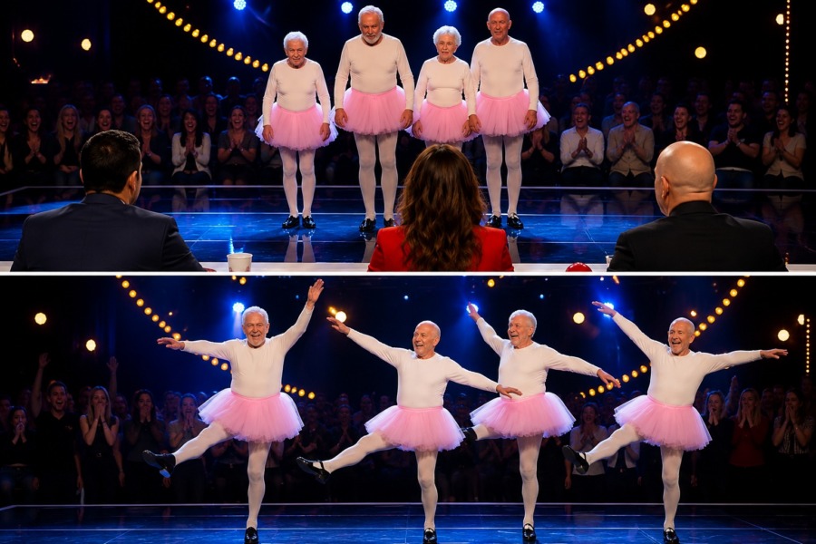 Fyra gamla män i ballerinakjolar kom till en talangtävling: publiken och juryn skrattade bara åt dem och kallade dem galna, men när musiken började gjorde de något som lämnade hela salen i total chock…
