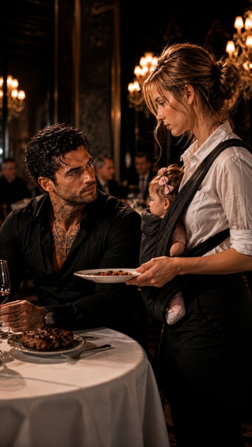 Servitrisen serverade gästerna med sin 5 månader gamla dotter och råkade spilla vin på stadens farligaste maffiaboss; men det mannen gjorde bara några sekunder senare chockade hela restaurangen